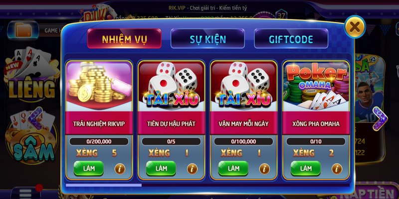 Hệ thống game bài tại rikvip đa dạng